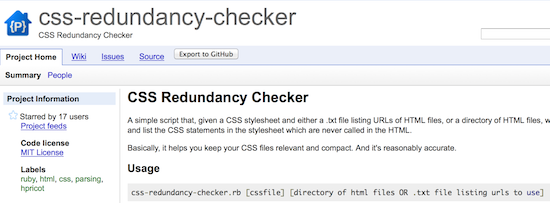 css redundancy checker