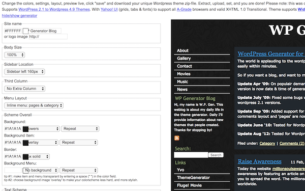 wordpress-theme generator